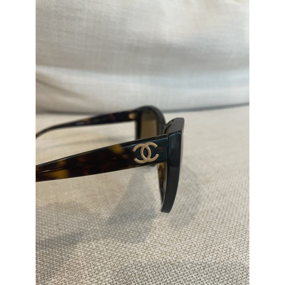 Vintage Chanel 5203 Acetate Glitter Lens Interlocking C Brown Sunglasses W/ Case